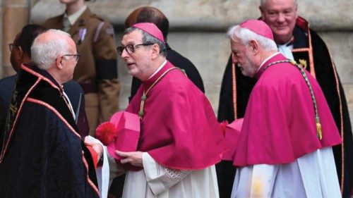 Representatives from the Vatican arrive to take their seats inside Westminster Abbey in London on ... Representatives from the Vatican arrive to take their seats inside Westminster Abbey in London on ...