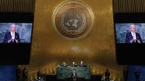 NEW YORK, NEW YORK - SEPTEMBER 21: U.S. President Joe Biden speaks during the 77th session of the ...