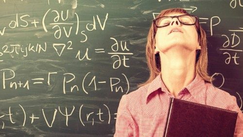 Female student tired of school activities and exams, retro style Female student tired of school activities and exams, retro style