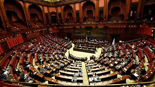 General view of the Italian Parliament as Italian Prime Minister Mario Draghi addresses deputies on ... General view of the Italian Parliament as Italian Prime Minister Mario Draghi addresses deputies on ...