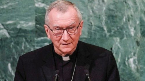 Vatican's Secretary of State Cardinal Pietro Parolin addresses the 77th Session of the United ...