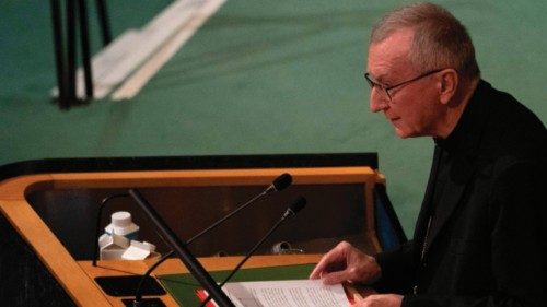 The Vatican's Secretary of State Cardinal Pietro Parolin addresses the 77th session of the United ... The Vatican's Secretary of State Cardinal Pietro Parolin addresses the 77th session of the United ...