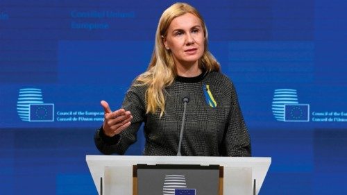 European Commissioner for Energy Kadri Simson speaks during a joint press conference after a ...