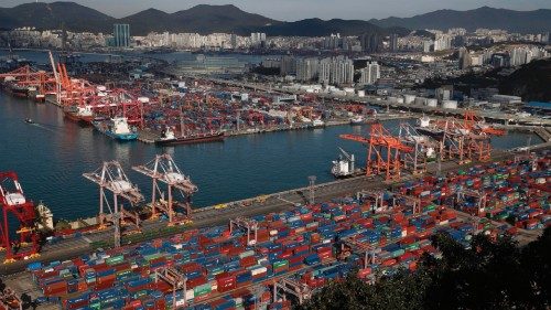 epa10200790 Containers sit at the Busan Container Terminal in Busan, South Korea, 23 September 2022. ...
