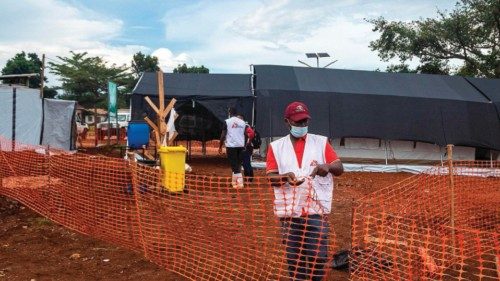 Members of Doctors without borders NGO set up an Ebola treatment isolation unit at the Mubende ...