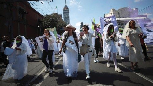 Mexican mothers participate in a protest on the streets of the city to demand from the local ...