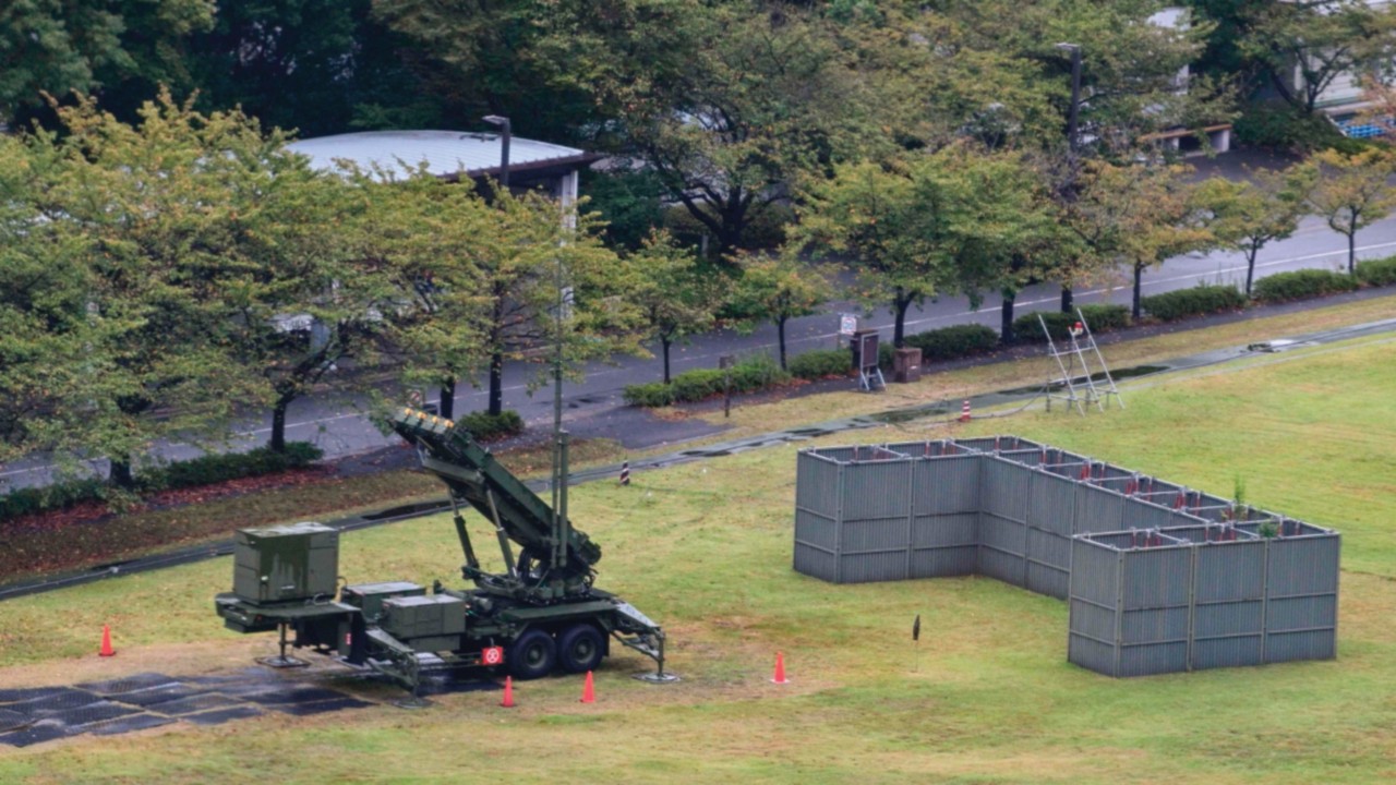 This picture shows a Japan Air Self-Defense Force ground-based missile interceptor Patriot (PAC 3) ...
