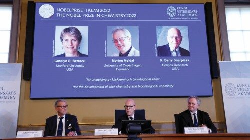 Jonas Aqvist, Chairman of the Nobel Committee for Chemistry, Hans Ellegren, Secretary General of the ...