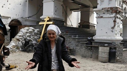 Lyudmiyla, 64, who sheltered for weeks in the basement of the Lavra monastery complex  that belongs ...