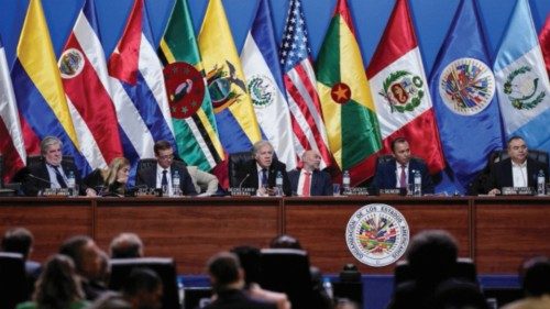 Secretary-General of the Organization of American States (OAS) Luis Almagro heads a session at the ...