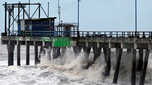 View at the port following the passage of Tropical Storm Julia, in La Libertad, El Salvador, on ...