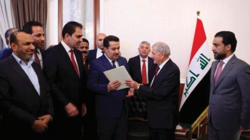 epa10241294 A handout photo made available by Iraqi Parliament Media Office shows New iraq's ...