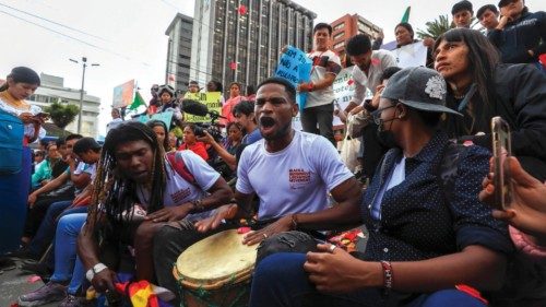 epa10239860 Members of the Black and Indigenous Liberation Movement (BILM) protest in front of the ...