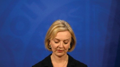FILE PHOTO: British Prime Minister Liz Truss attends a news conference in London, Britain, October ...