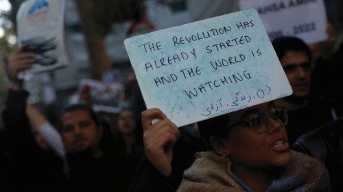 FILE PHOTO: Protestors stand in solidarity with Iranian women after the death of Mahsa Amini, in ... FILE PHOTO: Protestors stand in solidarity with Iranian women after the death of Mahsa Amini, in ...