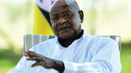 FILE PHOTO: Uganda's President Yoweri Museveni speaks during a Reuters interview at his farm in ...