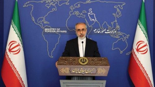 epa10068245 Iran's newly-appointed Foreign Ministry spokesman Nasser Kanani speaks during his first ...