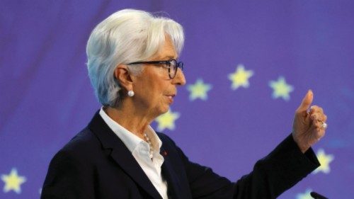 epa10269054 European Central Bank (ECB) President Christine Lagarde addresses a press conference ...