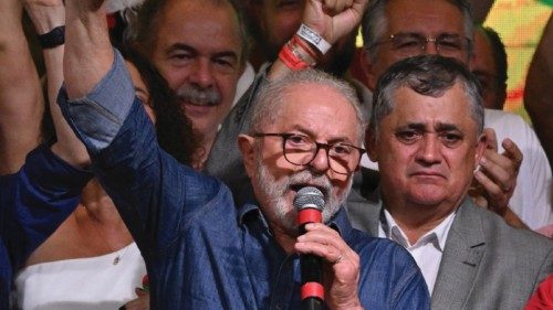 TOPSHOT - Elected president for the leftist Workers Party (PT) Luiz Inacio Lula da Silva speaks ...