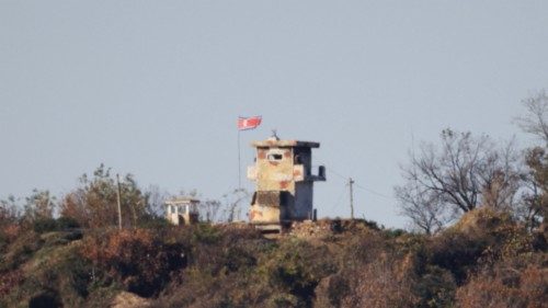 A North Korean guard post is seen in this picture taken near the demilitarized zone separating the ...