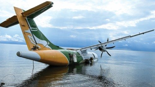 FILE PHOTO: The remains of the Precision Air ATR 42-500 passenger plane that plunged into Lake ...