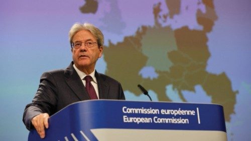 European Economic Commissioner Paolo Gentiloni addresses a news conference on the EU Commission ...
