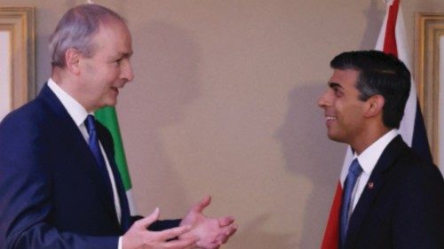 British Prime Minister Rishi Sunak meets with Ireland's Taoiseach Micheal Martin, during the ...