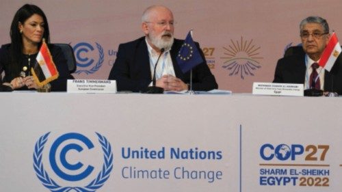 European Commission and COP Presidency speak during a session at the COP27 climate summit in Red Sea ... European Commission and COP Presidency speak during a session at the COP27 climate summit in Red Sea ...