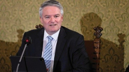 OECD Secretary General, Mathias Cormann,  during a roundtable at the Accademia dei Lincei in Rome, ...