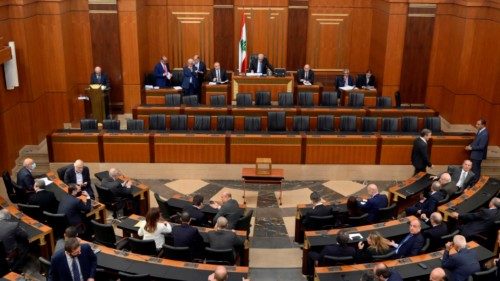epa10324439 Lebanese MPs attend the seventh parliamentary session to elect a new president of ...