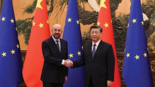 European Council President Charles Michel attends a meeting with Chinese President Xi Jinping at the ...