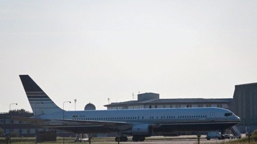 (FILES) In this file photo taken on June 14, 2022  a Boeing 767 sits on the runway at the military ...