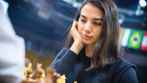Iranian chess player Sara Khadem competes, without wearing a hijab, in FIDE World Rapid and Blitz ...