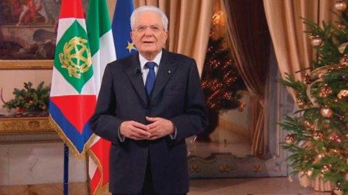 Il fermo immagine tratto da Raiuno mostra il presidente della Repubblica, Sergio Mattarella, nel suo ...