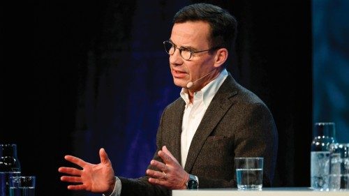 Sweden's Prime Minister Ulf Kristersson delivers a speech during the annual Society and Defence ... Sweden's Prime Minister Ulf Kristersson delivers a speech during the annual Society and Defence ...