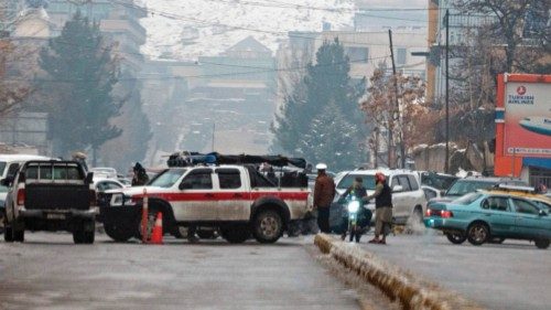Taliban security forces block a road after a suicide blast near Afghanistan's foreign ministry at ...