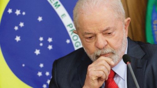 Brazil's President Luiz Inacio Lula da Silva attends a breakfast with journalists at Planalto Palace ...