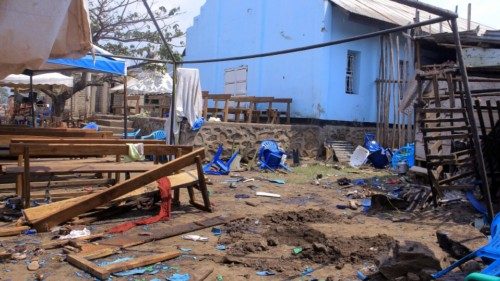 The scene of a suicide bombing at the Eglise CEPAC (CEPAC Church) that killed dozen of people in an ...