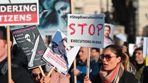 Protesters hold placards at a march in central London on January 21, 2023 against the Islamic ... Protesters hold placards at a march in central London on January 21, 2023 against the Islamic ...