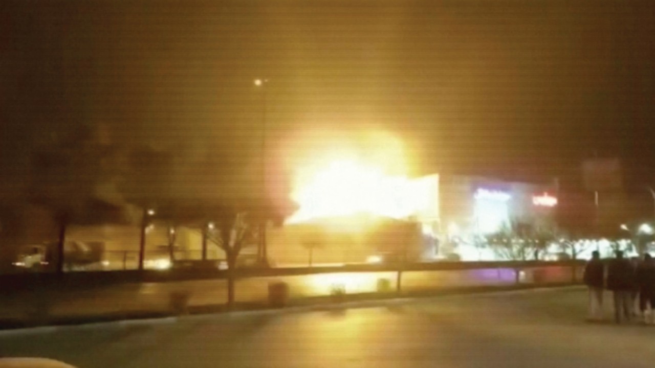 Eyewitness footage shows what is said to be the moment of an explosion at a military industry ...