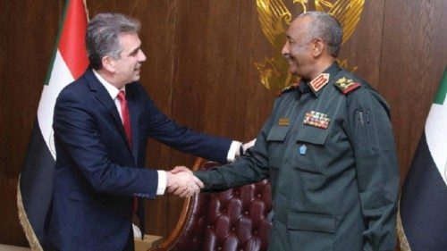 Sudan's sovereign council head General Abdel Fattah al-Burhan meets Israeli foreign minister Eli ...