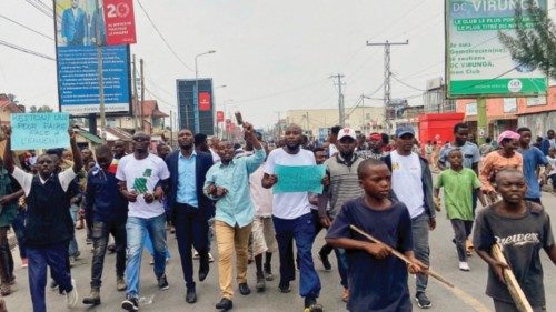 Congolese demonstrators attend a protest against the East African Community (EAC), which set up a ...