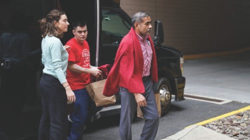A few of the more than 200 freed political prisoners from Nicaragua disembark from a bus after they ... A few of the more than 200 freed political prisoners from Nicaragua disembark from a bus after they ...