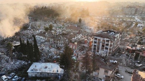 A view shows the aftermath of the deadly earthquake in Hatay, Turkey, February 9, 2023. ...