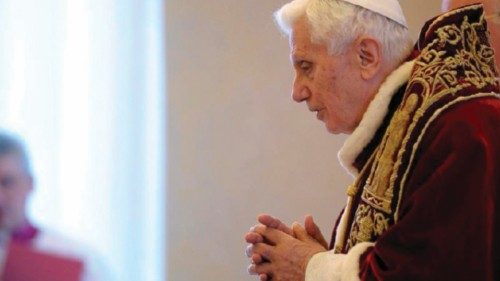 This picture provided by Vatican newspaper Osservatore Romano shows Benedict XVI talks during the ...