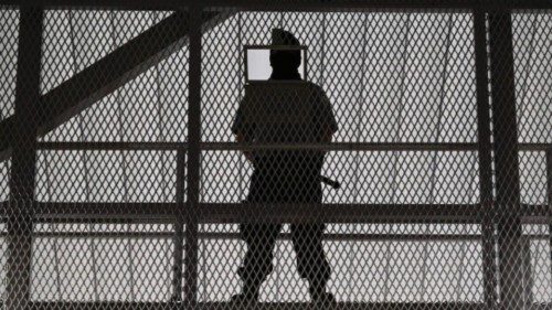A government prison security officer stands guard inside the newly inaugurated prison, at a secluded ... A government prison security officer stands guard inside the newly inaugurated prison, at a secluded ...