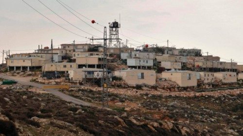 A picture shows Asael, an Israeli outpost located in the south of the occupied West Bank, on ...
