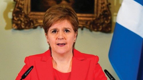 Scotland's First Minister, and leader of the Scottish National Party (SNP), Nicola Sturgeon, speaks ...