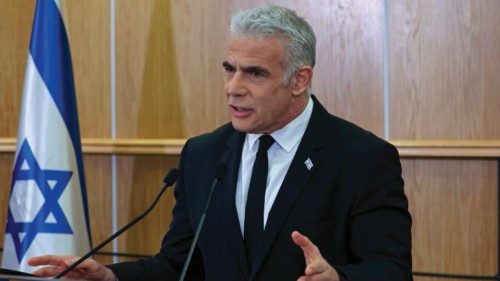 Israel's opposition leader and former premier Yair Lapid speaks during a press conference in ...