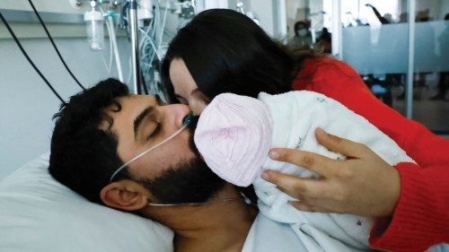 Mustafa Avci, 33, who was stuck under rubble for 261 hours, meets his daughter Almile for the first ...